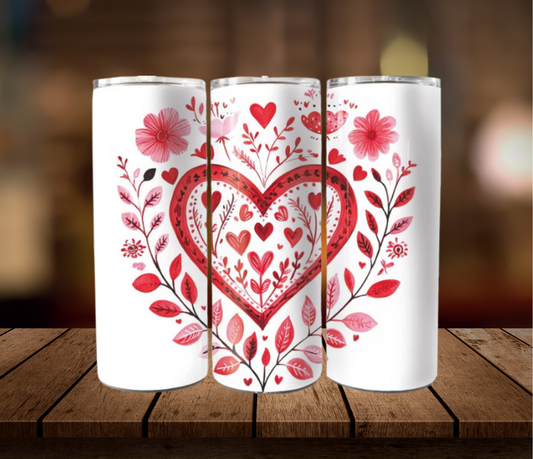 Vines of Love | 20oz Skinny Tumbler | Valentine's Day Gift | Full Design Skinny Tumbler