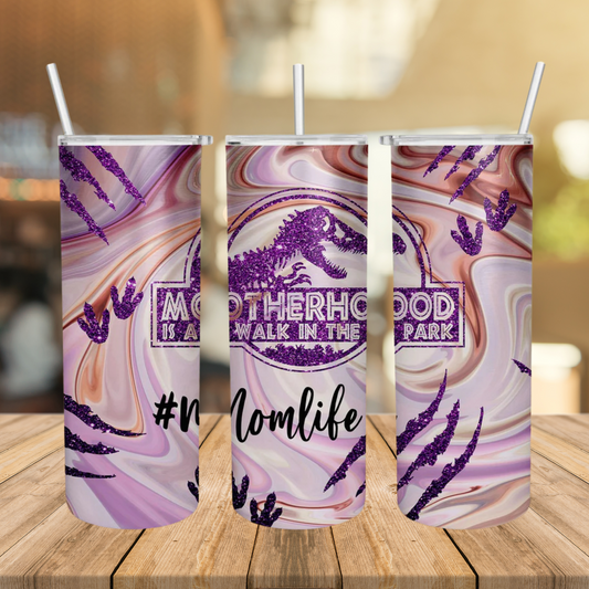 Motherhood Is A Walk In The Park Tumbler | Full Design Skinny Tumbler