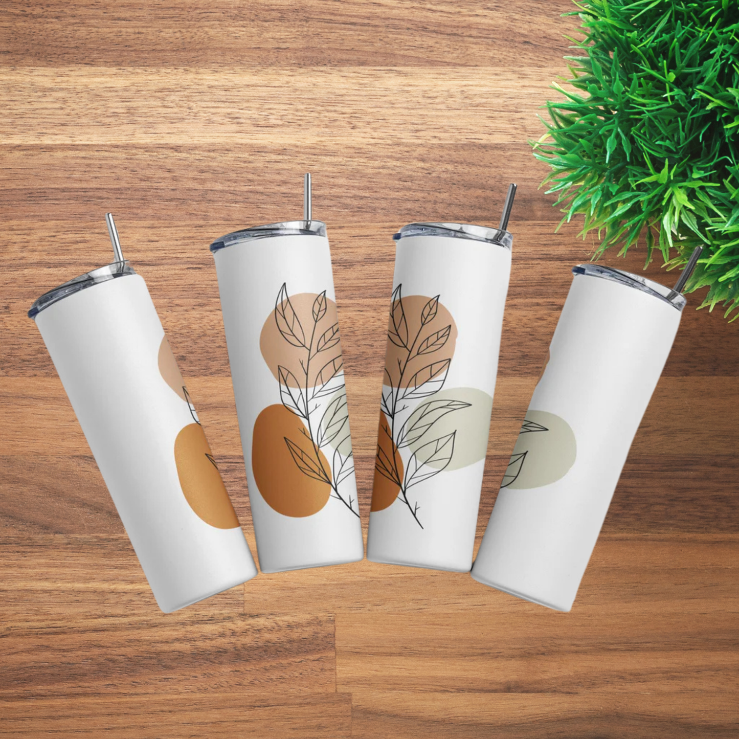 Abstract Boho Leaves | Full Design Skinny Tumbler
