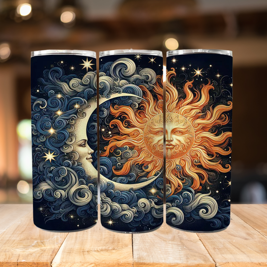 Boho Sun & Moon | Full Design Skinny Tumbler