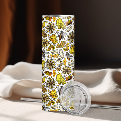 Spring Honey Bees | 20oz Skinny | Full Design Skinny Tumbler | 2025 Spring Collection