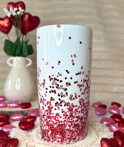 Heartfelt Love Ombre Glitter Tumbler | Valentine's Day Gift | Customizable Stainless Steel Tumbler