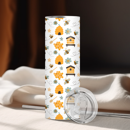 Spring Honey Bees | 20oz Skinny | Full Design Skinny Tumbler | 2025 Spring Collection