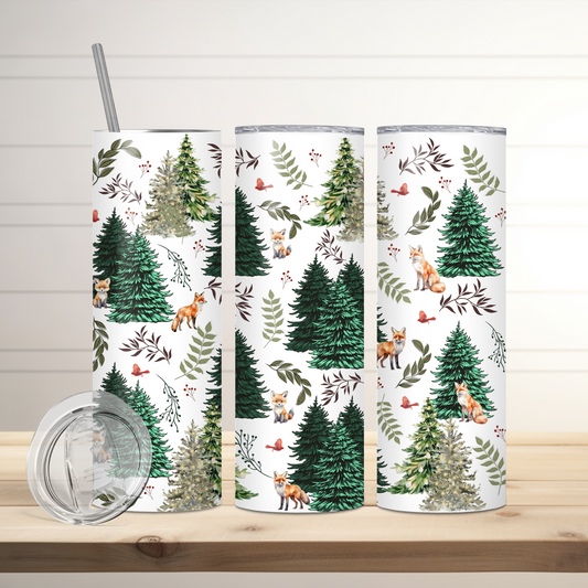 Holiday Greenery Tumbler | Full Design Skinny Tumbler