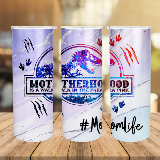 Motherhood Is A Walk In The Park Tumbler | Full Design Skinny Tumbler