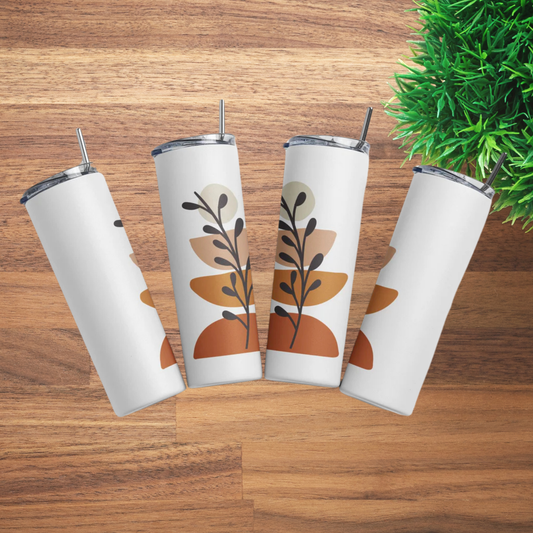 Abstract Boho Leaves | Full Design Skinny Tumbler