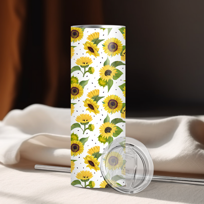 Spring Floral Sunflowers | 20oz Skinny | Full Design Skinny Tumbler | 2025 Spring Collection