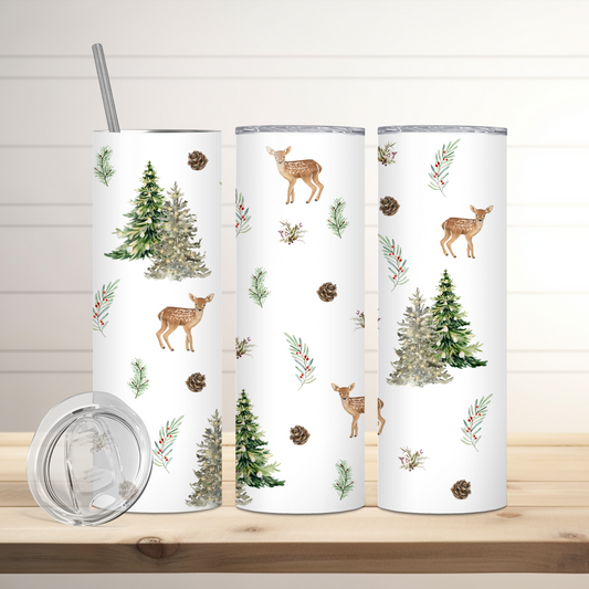 Simple Woodland Theme Tumbler | Full Design Skinny Tumbler