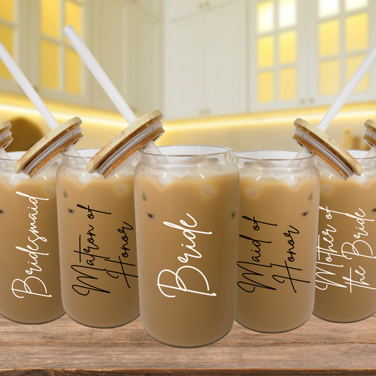 Script Bridal Party Titles | Libbey Glass Cup