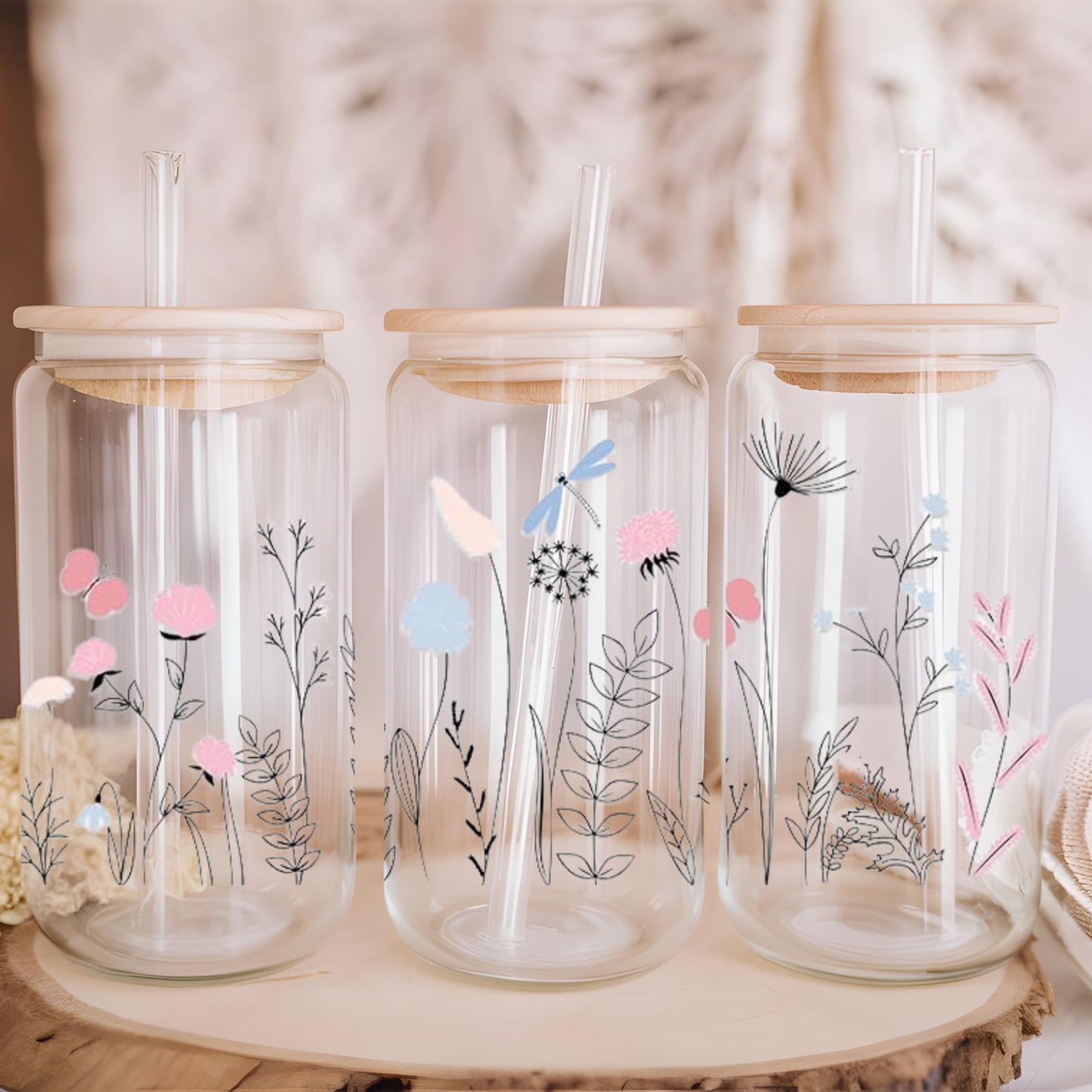 Libbey Glass Cup | Boho Floral
