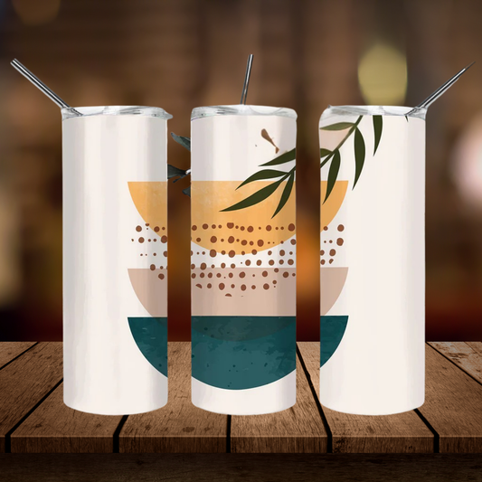 Abstract Boho Sun & Leaves | Full Design Skinny Tumbler