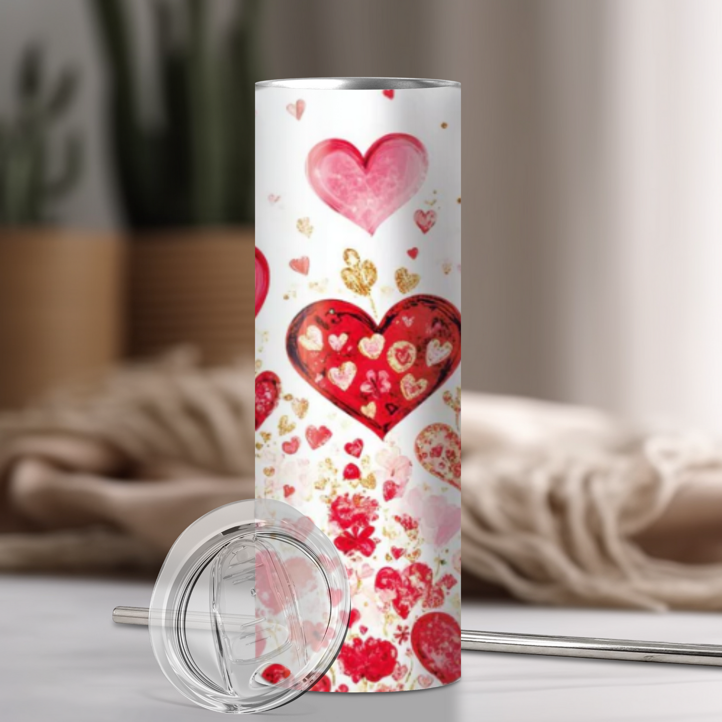 Hearts of Love | 20oz Skinny Tumbler | Valentine's Day Gift | Full Design Skinny Tumbler