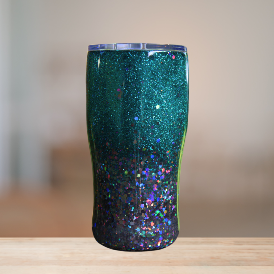 Green & Black Glitter Tumbler | Personalized Tumbler