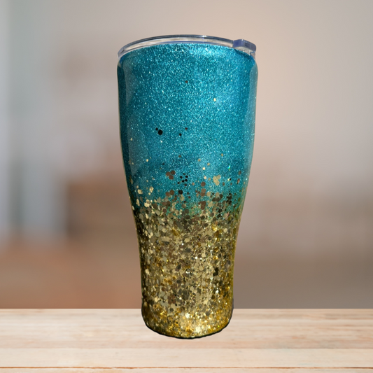 Blue & Gold Glitter Tumbler | Personalized Tumbler
