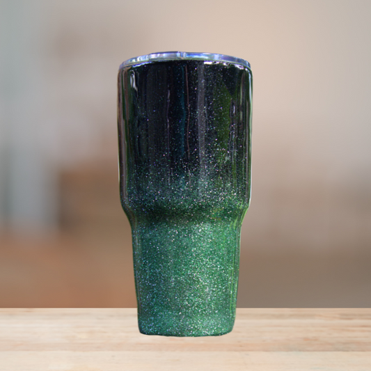 Black & Green Glitter Tumbler | Personalized Tumbler