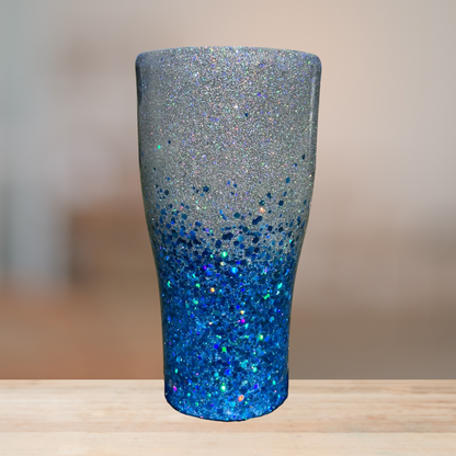 Silver & Blue Glitter Tumbler | Personalized Tumbler