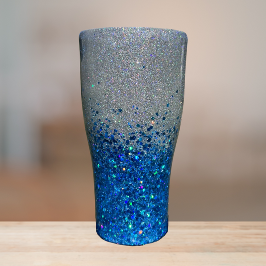Silver & Blue Glitter Tumbler | Personalized Tumbler
