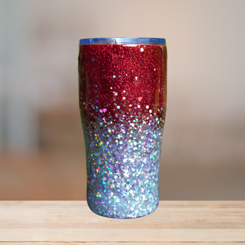 Red & Silver Glitter Tumbler | Personalized Tumbler