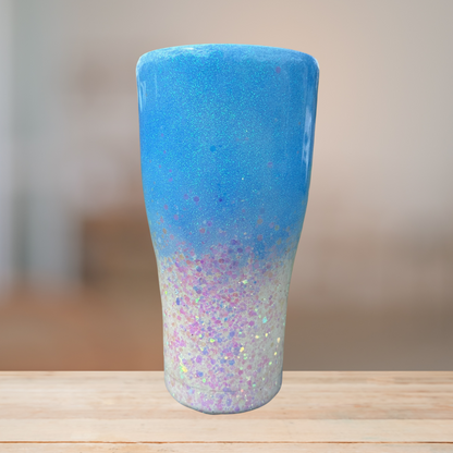 Blue & White Glitter Tumbler | Personalized Tumbler