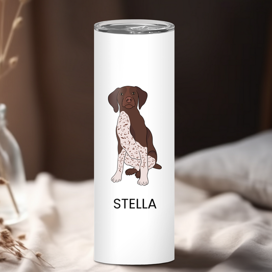 Personalized German Shorthaired Pointer Dog Tumbler | Custom Dog Name Gift for Pet Lovers | Full Design Skinny Tumbler