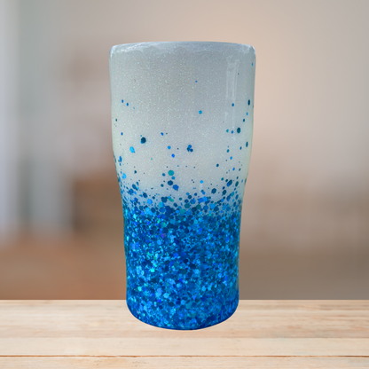 White & Blue Glitter Tumbler | Personalized Tumbler