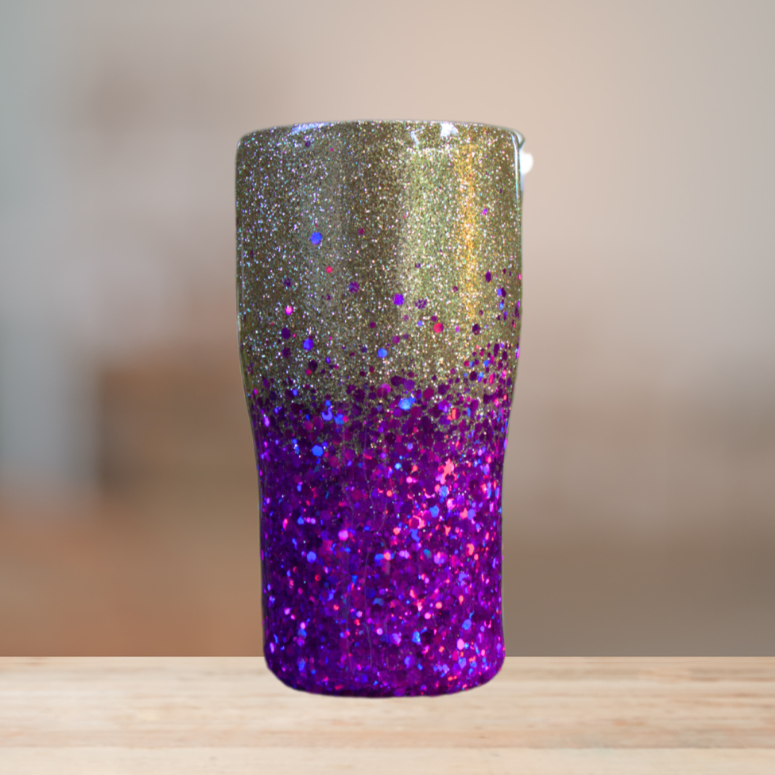 Gold & Grape Glitter Tumbler | Personalized Tumbler