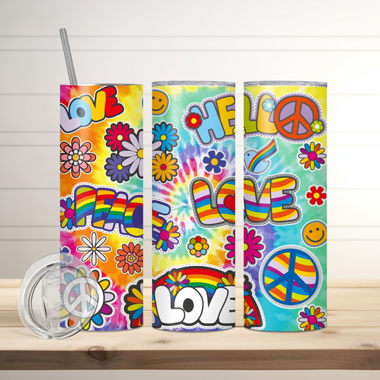 Hippie Love Tumbler | Full Design Skinny Tumbler