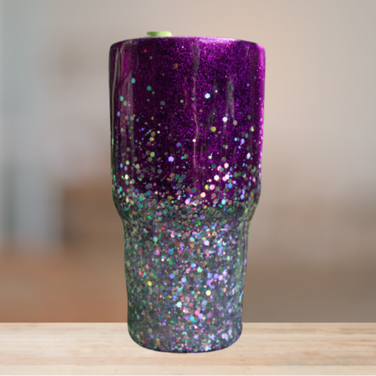 Purple & Silver Glitter Tumbler | Personalized Tumbler