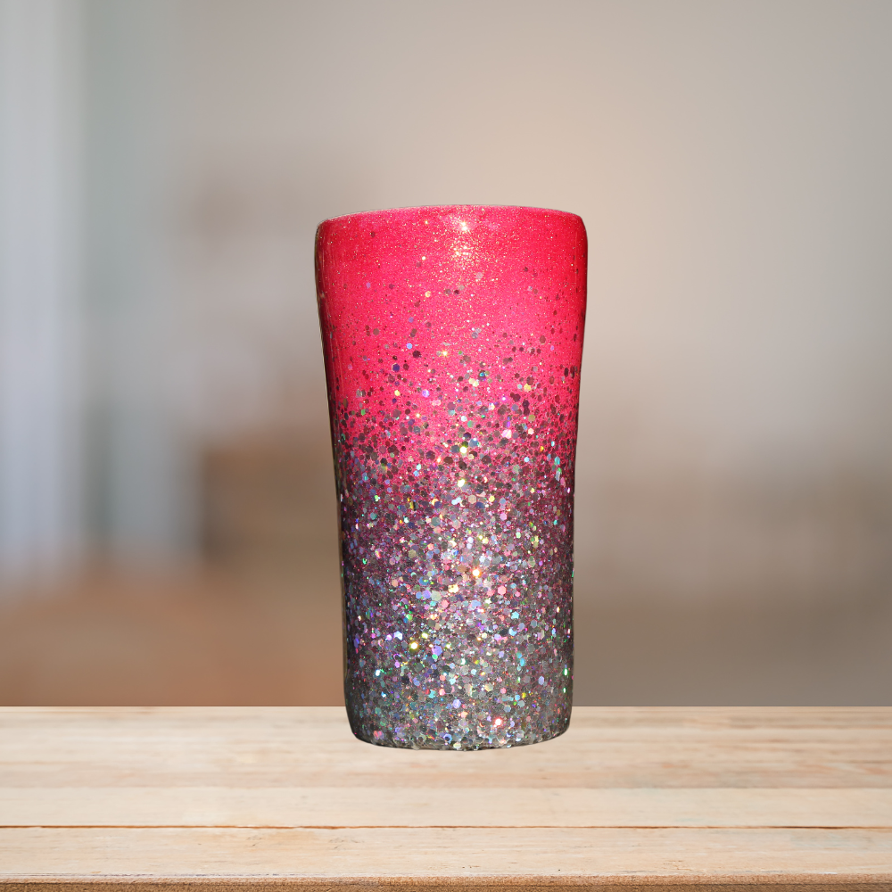 Pink & Silver Glitter Tumbler | Personalized Tumbler
