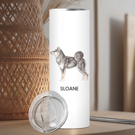 Personalized Shiba Inu Dog Tumbler | Custom Dog Name Gift for Pet Lovers | Full Design Skinny Tumbler
