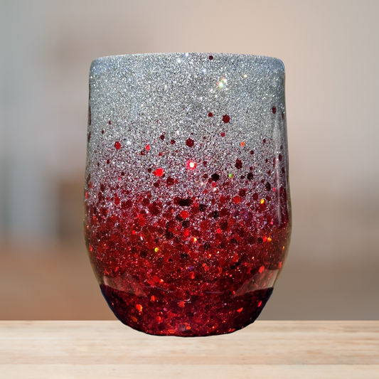 Silver & Red Glitter Tumbler | Personalized Tumbler
