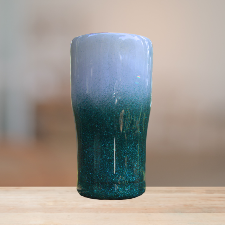 White & Green Glitter Tumbler | Personalized Tumbler