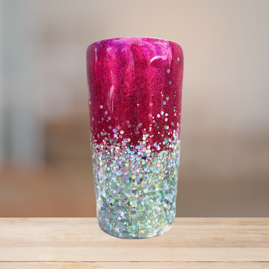 Pink & Silver Glitter Tumbler | Personalized Tumbler