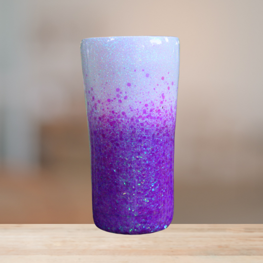 White & Lavender Glitter Tumbler | Personalized Tumbler