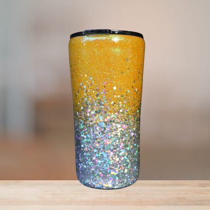 Yellow & Silver Glitter Tumbler | Personalized Tumbler