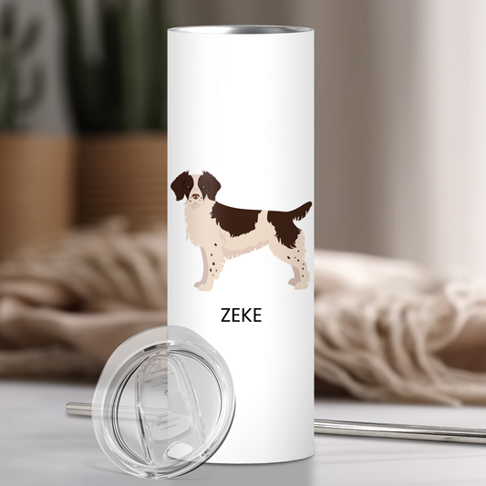Personalized Brittany Spaniel Dog Tumbler | Custom Dog Name Gift for Pet Lovers | Full Design Skinny Tumbler