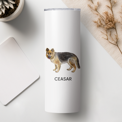 Personalized German Shepherd Dog Tumbler | Custom Dog Name Gift for Pet Lovers | Full Design Skinny Tumbler