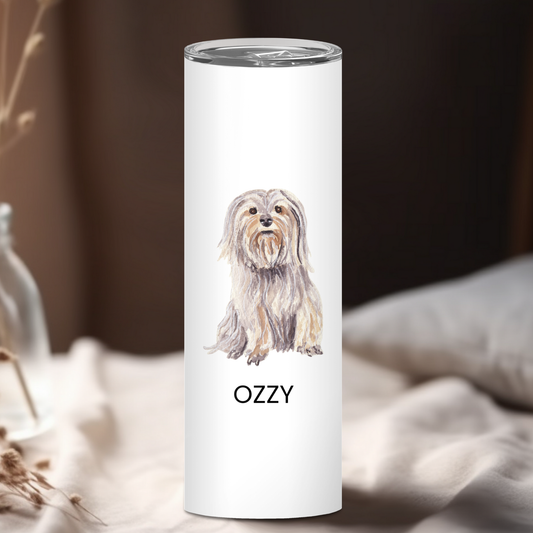 Personalized Havanese Dog Tumbler | Custom Dog Name Gift for Pet Lovers | Full Design Skinny Tumbler