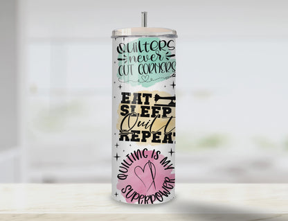 Love To Quilt Tumbler | Full Design Skinny Tumbler