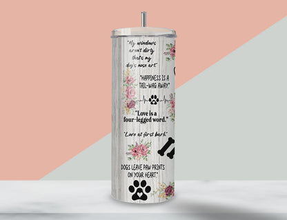 Dog Mom Affirmations Tumbler | Full Design Skinny Tumbler
