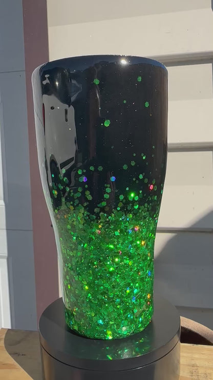 Black & Green Glitter Tumbler | Personalized Tumbler