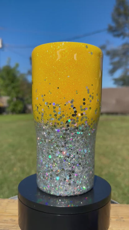 Yellow & Silver Glitter Tumbler | Personalized Tumbler