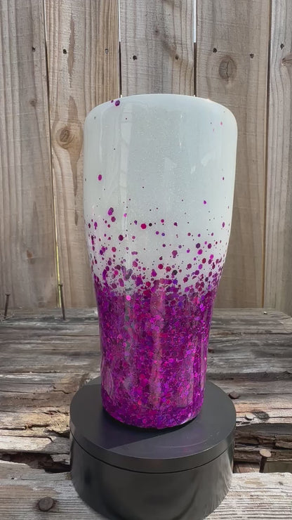White & Purple Glitter Tumbler | Personalized Tumbler