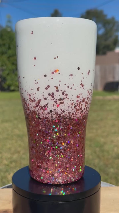 White & Rose Gold Glitter Tumbler | Personalized Tumbler