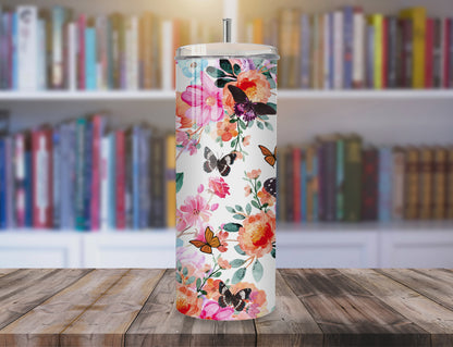 Butterfly Garden Tumbler | Full Design Skinny Tumbler