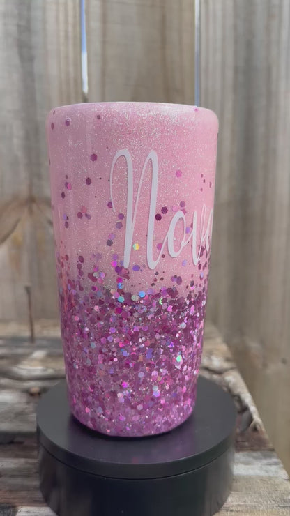 Pink Glitter Tumbler | Personalized Tumbler