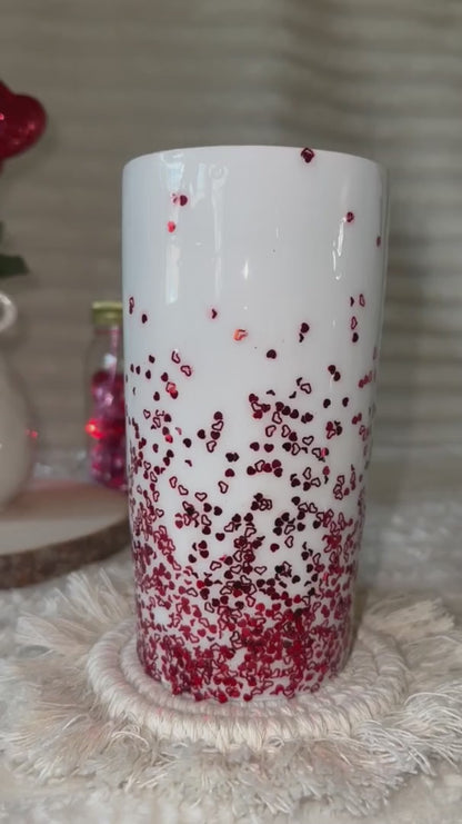 Heartfelt Love Ombre Glitter Tumbler | Valentine's Day Gift | Customizable Stainless Steel Tumbler