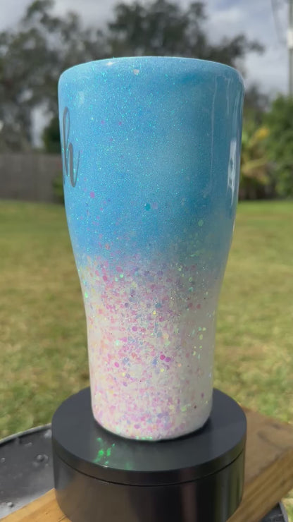 Blue & White Glitter Tumbler | Personalized Tumbler
