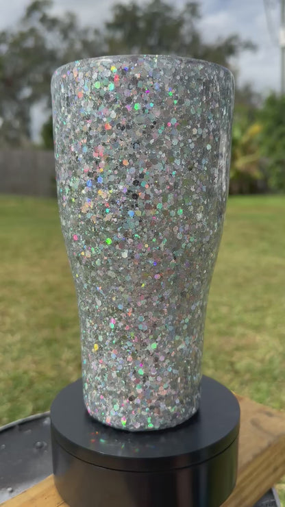 Silver Glitter Tumbler | Personalized Tumbler