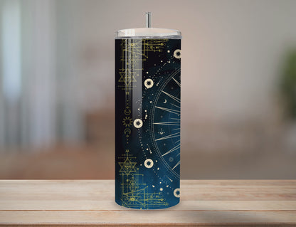 Celestial Moon Phases Tumbler | Full Design Skinny Tumbler